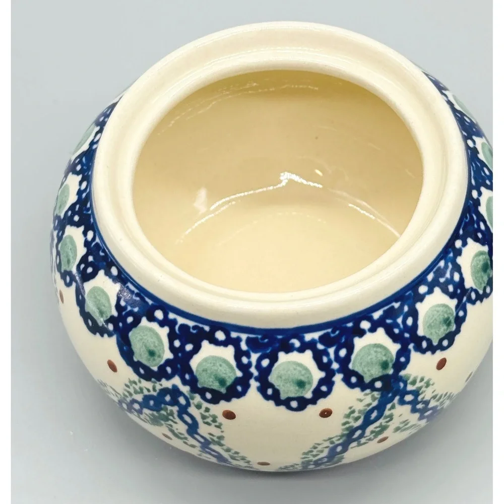 Boleslawiec Creamer and Sugar Bowl Set Mediterranean Wave Polish Pottery‎